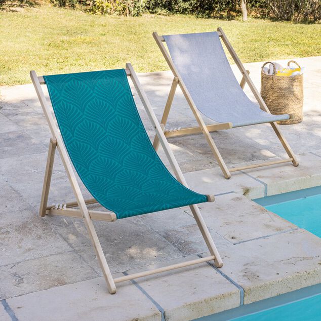 Chilienne Wood h&ecirc;tre et tissu coton beige uni 96x56xH96cm