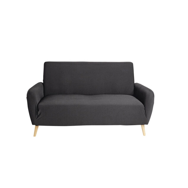 Prot&egrave;ge canap&eacute; extensible 2 places L145-185cm gris fonc&eacute;
