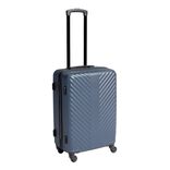 Valise trolley 48L rigide 4 roues plastique bleu 42x25xH62,3cm
