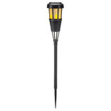 Borne solaire &agrave; planter effet flamme plastique et bambou noir &Oslash;7xH50cm