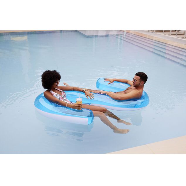 Si&egrave;ge duo gonflable Funky bleu et blanc 2 personnes