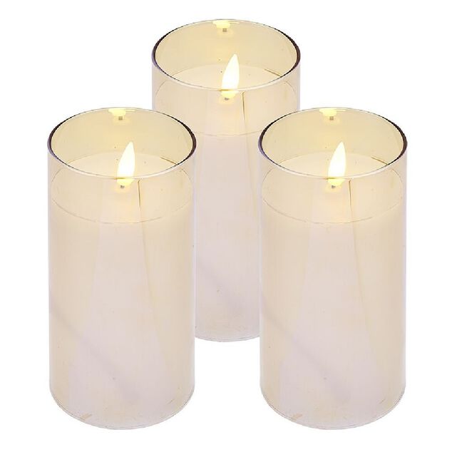 Bougie à LED doré Ø7,5xH10cm x3