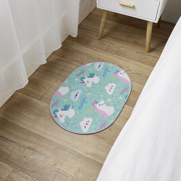 Tapis enfant licorne ou crocodile polyester 40x60cm - 2 mod&egrave;les