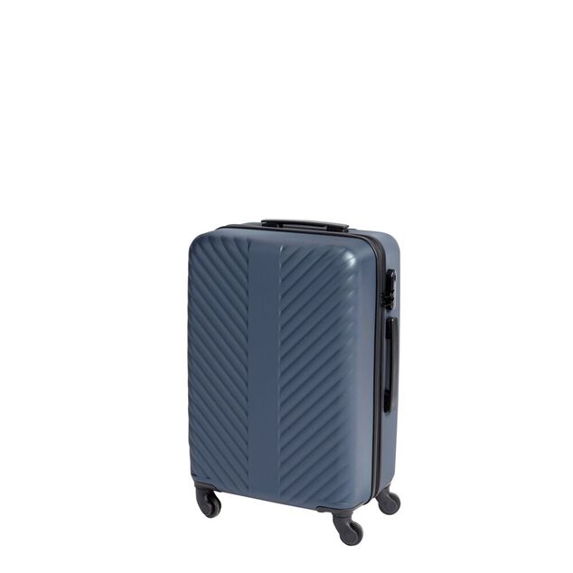 Valise trolley 31L rigide cabine 4 roues plastique bleu 34x21,5xH52cm