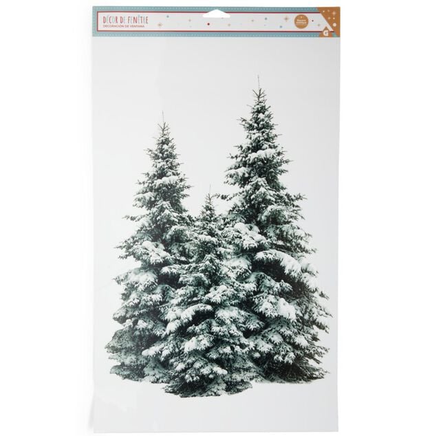 D&eacute;coration fen&ecirc;tre No&euml;l &eacute;lectrostatique sapin enneig&eacute;