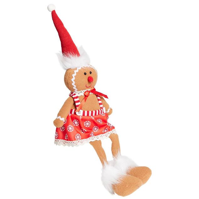 Bonhomme pain d'&eacute;pice d&eacute;co No&euml;l avec jambes pendantes H48cm