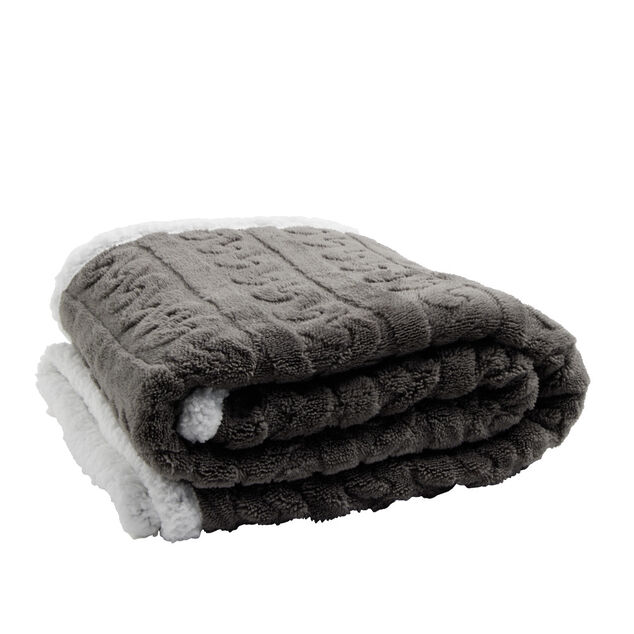 Plaid sherpa pilou pilou motif gris L130x160cm