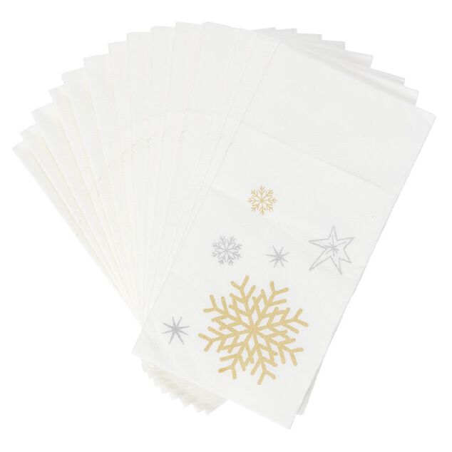 Serviette kangourou en papier motif flocon de neige x20