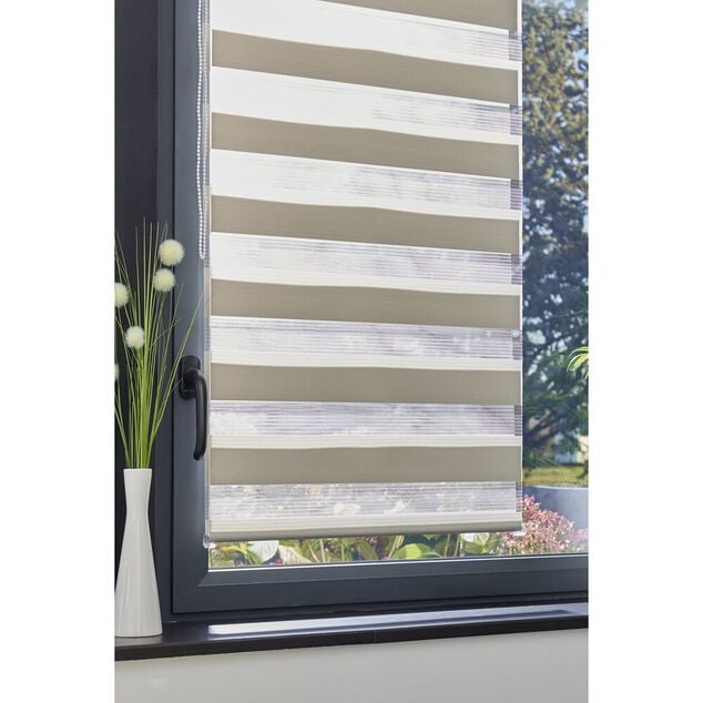 Store enrouleur avec ou sans per&ccedil;age jour nuit gris 60x160cm