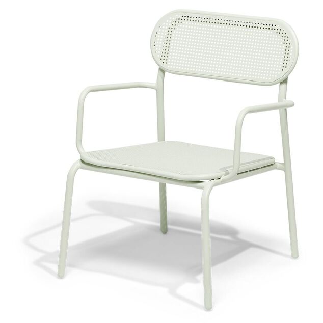 Chaise basse de jardin Faro empilable m&eacute;tal vert 56x56xH75cm