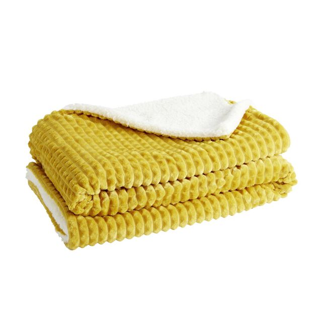 Plaid sherpa flanelle 130x160cm jacquard petits carreaux en relief (4 modèles)