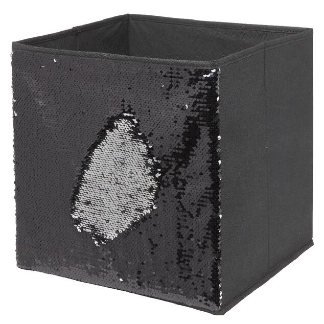 Panière Box Cube 31x29x31cm sequin noir