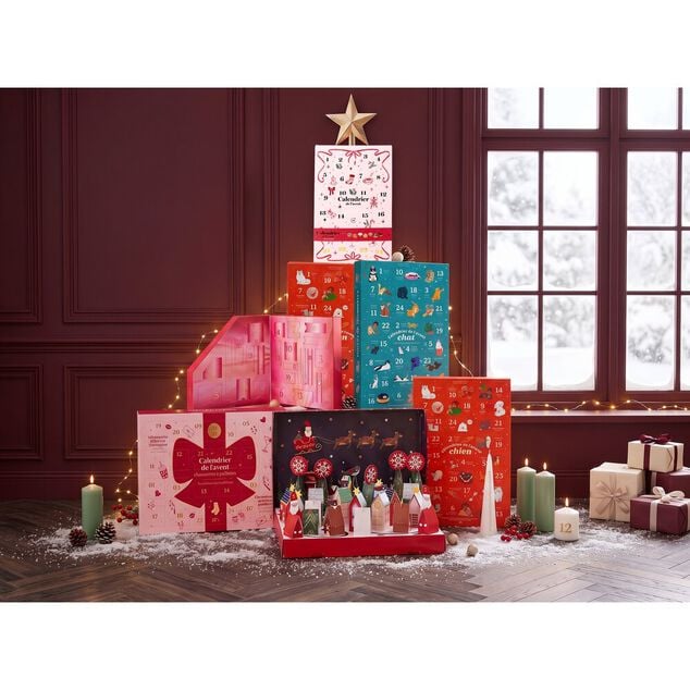 Calendrier de l'Avent papier &agrave; monter village de No&euml;l 51X34X5 cm
