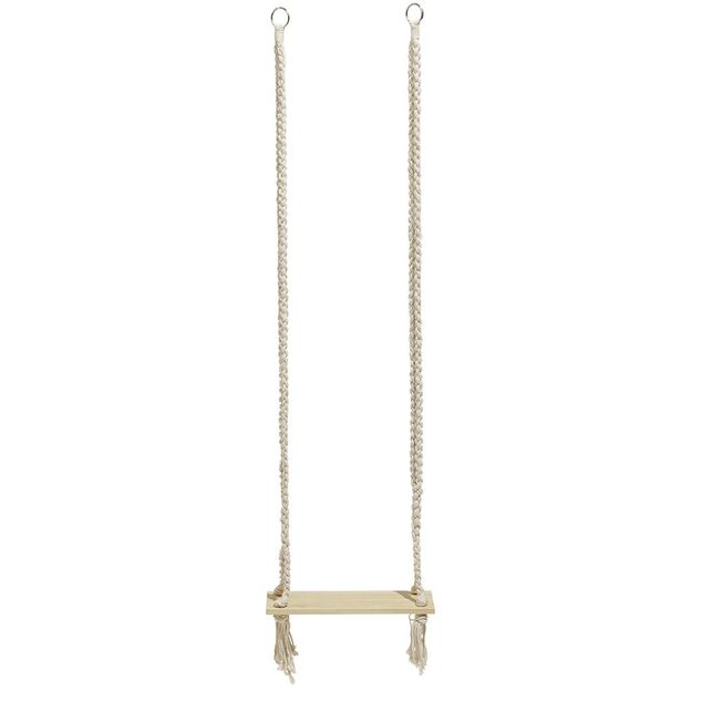 Balan&ccedil;oire Bali bois avec corde blanc cr&egrave;me 55x20xH220cm