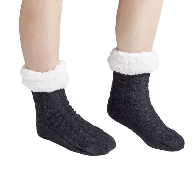 Chaussettes d'int&eacute;rieur doubl&eacute;es peluche rose TU