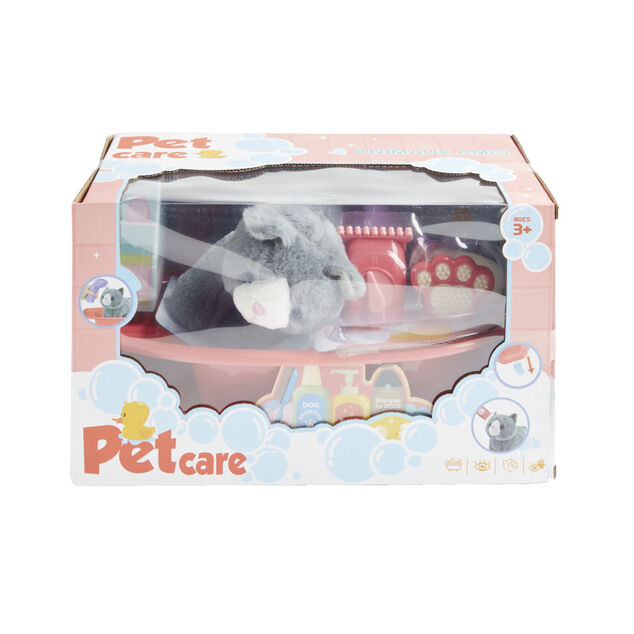 Peluche animal avec baignoire et accessoires