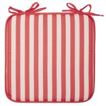 Galette de chaise carr&eacute;e rayures bayad&egrave;res blanches et rouges 40x40cm