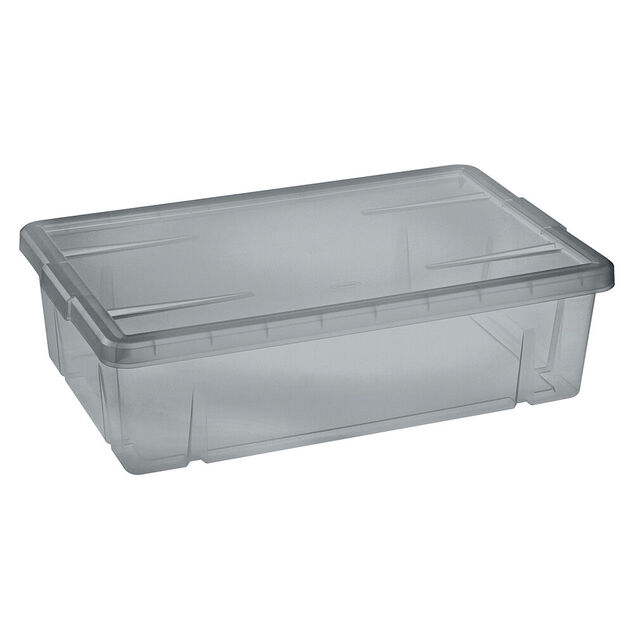 Bo&icirc;te de rangement dessous de lit noir transparent 28L