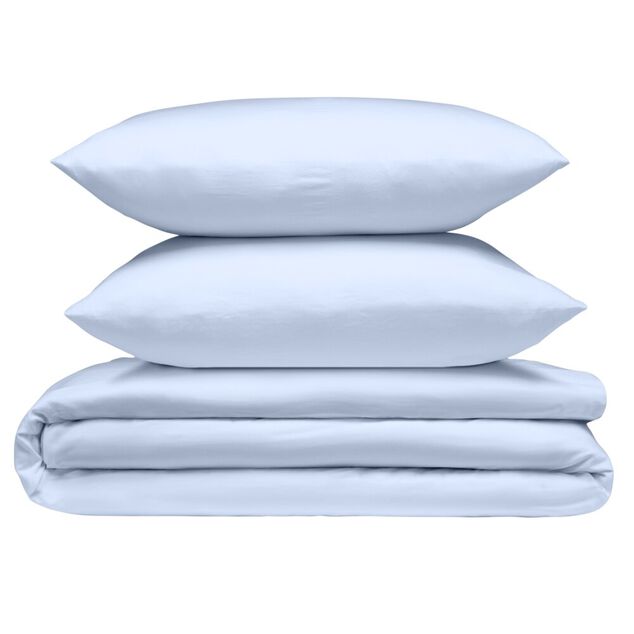 Parure de lit 2 personnes 240x220cm avec 2  taies polyester uni bleu