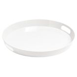 Plateau rond m&eacute;lamine uni blanc