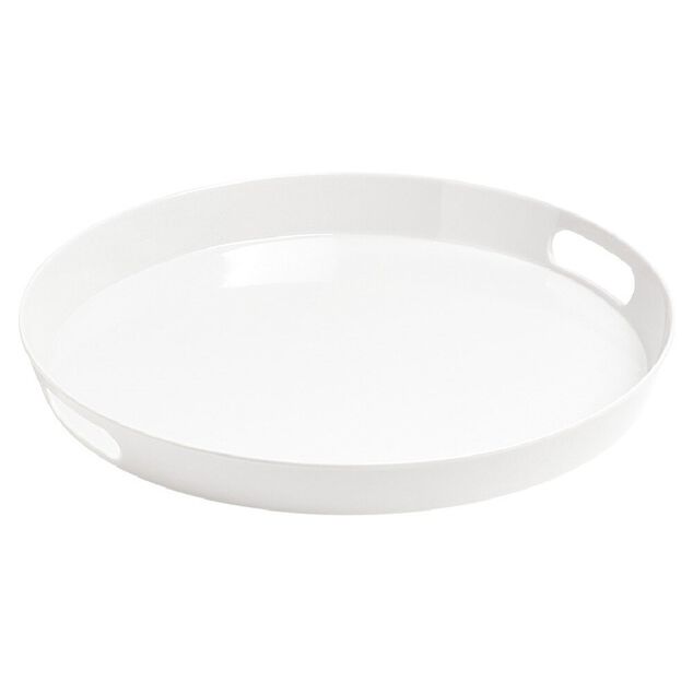 Plateau rond m&eacute;lamine uni blanc