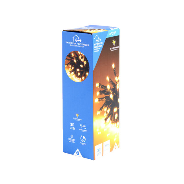 Guirlande lumineuse extérieur 30LED blanc chaud 2,2m