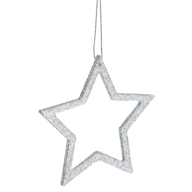 D&eacute;coration de No&euml;l &agrave; suspendre &eacute;toile/sapin/boule argent&eacute; x6