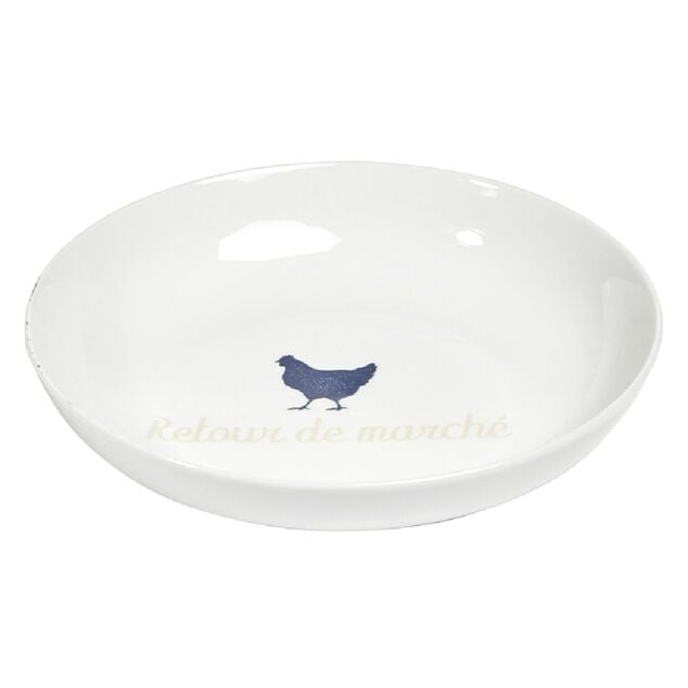 Assiette creuse porcelaine blanche designe poule Ø21cm