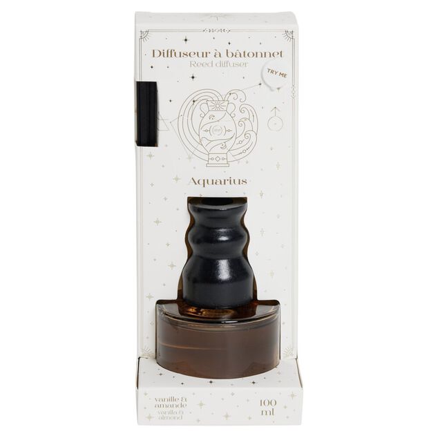 Diffuseur &agrave; b&acirc;tonnet senteur vanille verre signe astrologique 100ml (12 mod&egrave;les)