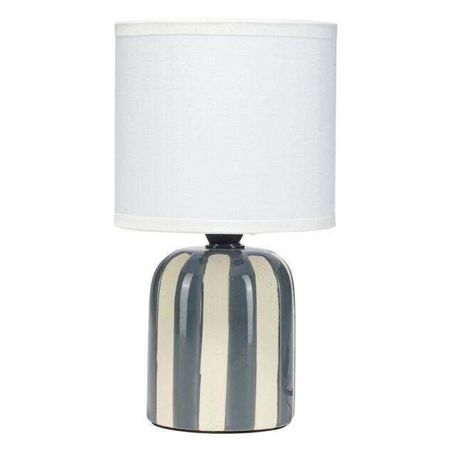 Lampe à poser LED céramique rayures abat-jour blanc Ø12xH21,5cm (4 modèles)