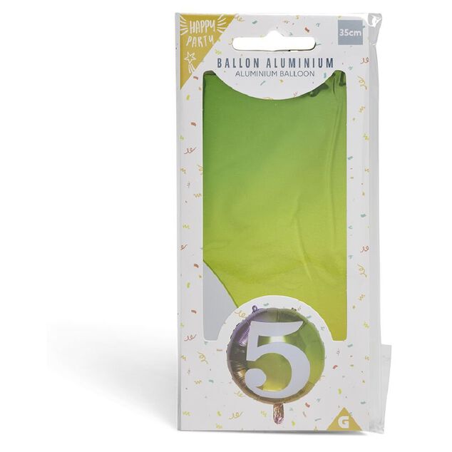 Ballon alu chiffre 5 m&eacute;tallis&eacute; multicolore &Oslash;45cm