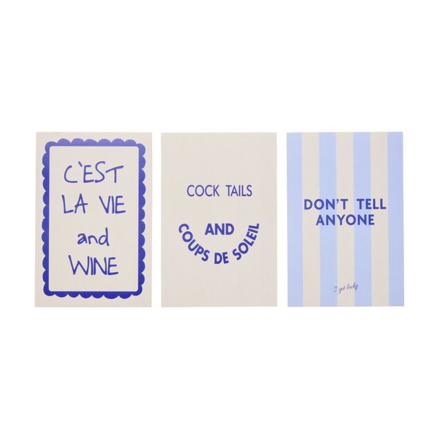 Affiche d&eacute;co x3 papier "Pop Art" 50x70cm (2 mod&egrave;les bleu ou rouge)