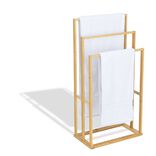 Porte serviette &agrave; poser 3 barres bambou 42x24xH82cm