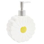 Distributeur de savon forme marguerite dolomite blanc et jaune &Oslash;13xH18cm
