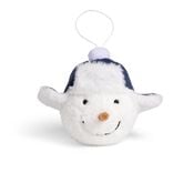 Boule de Noël bonhomme de neige fourrure blanc Ø12cm