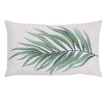 Coussin de jardin rectangulaire blanc et feuille verte 30x50cm