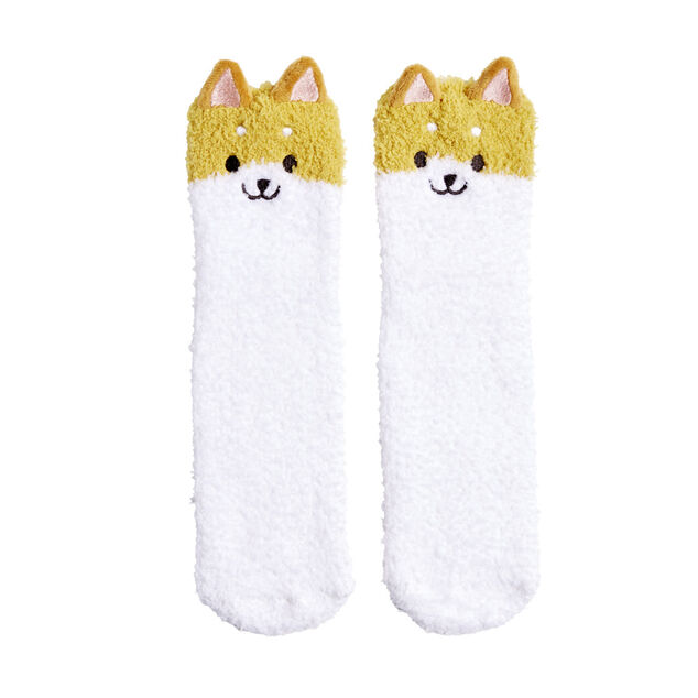 Chaussettes corgi mixte blanc et orange TU