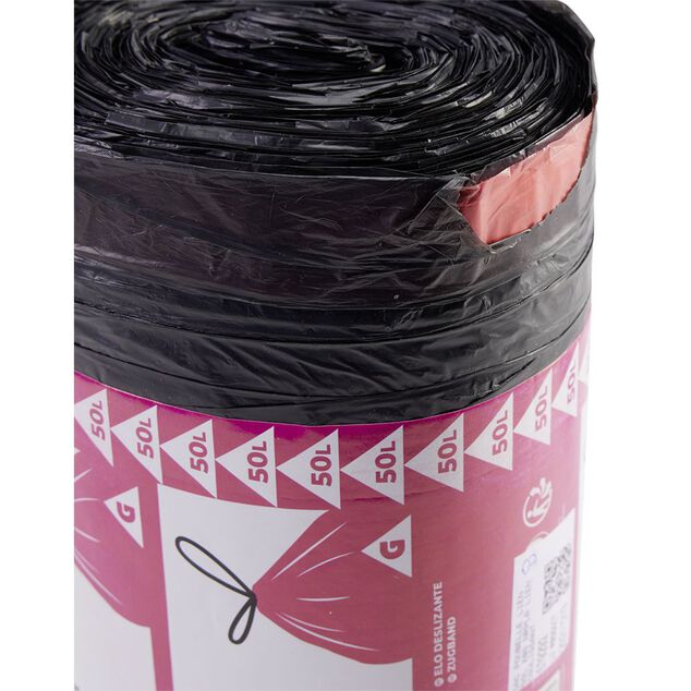 Sac poubelle noir lien coulissant 50L x80
