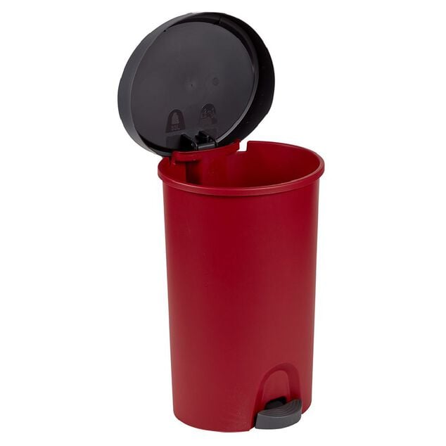 Poubelle &agrave; p&eacute;dale rouge et gris 27 L