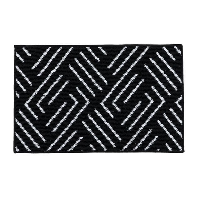 Tapis d'entr&eacute;e bouclette noir et blanc 50x80cm