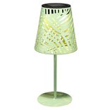 Lampe de table solaire &agrave; poser m&eacute;tal vert sauge 1LED blanc chaud &Oslash;8xH27cm