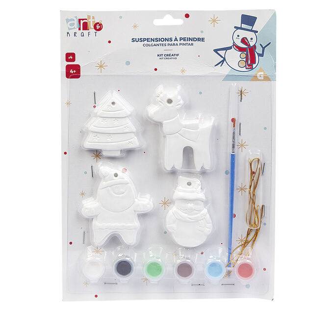 Suspension de No&euml;l en pl&acirc;tre &agrave; peindre x4