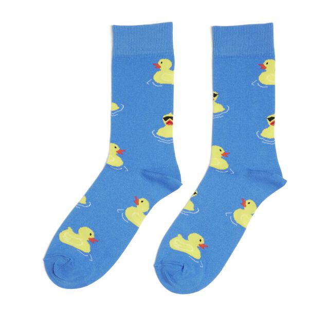 Chaussettes originales motif poussin jaune/bleu - T41/45
