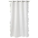 Voilage &agrave; oeillets 140x240cm contour &agrave; volant polyester blanc