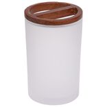 Gobelet blanc en verre et bois &Oslash;7xH11,7cm