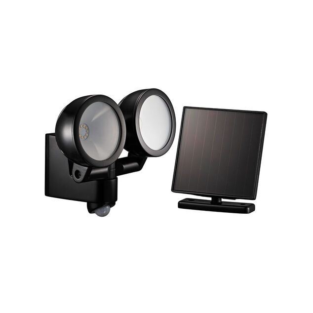 Projecteur LED solaire d&eacute;tecteur de mouvement 2 spots ronds