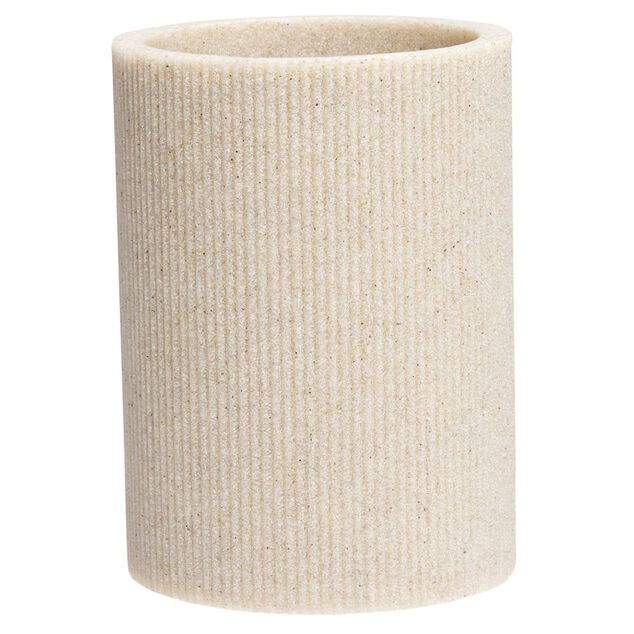 Gobelet plastique beige effet textur&eacute; &Oslash;7,3xH10cm