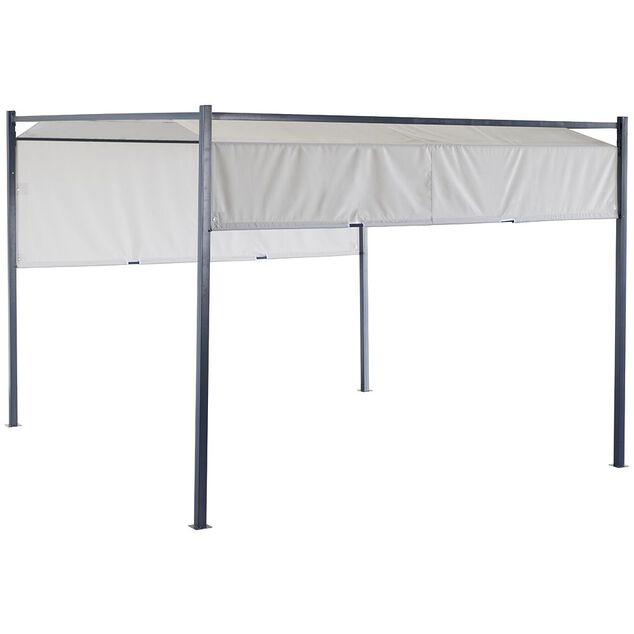 Tonnelle coulissante carr&eacute;e Nazare gris UPF50+ 298x298xH220cm