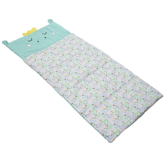 Sac de couchage enfant motif dinosaure vert 70x160cm