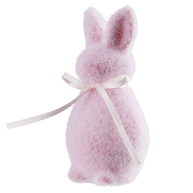 Figurine &agrave; poser lapin en mousse et velours pastel H10cm (4 mod&egrave;les)